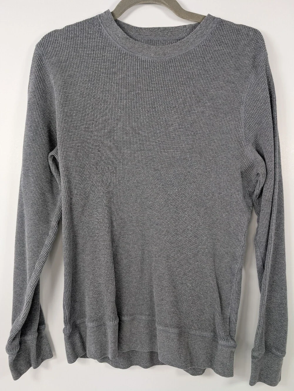 Everlane Waffle Knit Long Sleeve Crewneck Bundle - Heather Gray & Orange - M